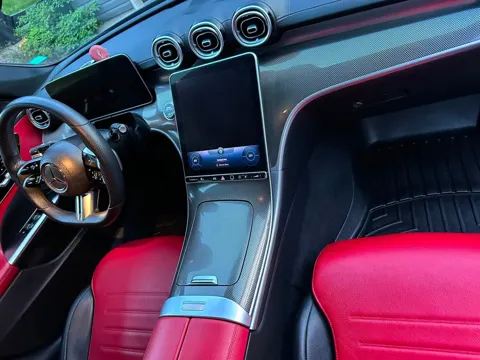 Mercedes-Benz interior with red leather seats after an interior detail